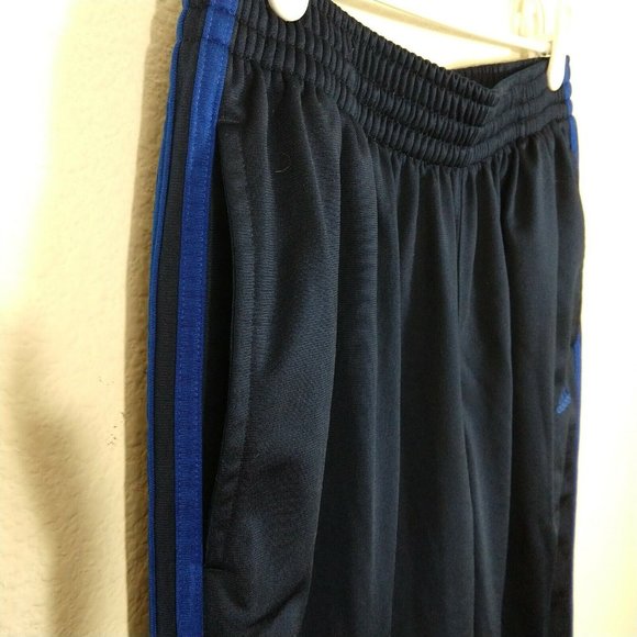 Adidas Women's Blue Logo 3 Stripes Open Hem Sweatpants Navy Blue Size L - Picture 3 of 10